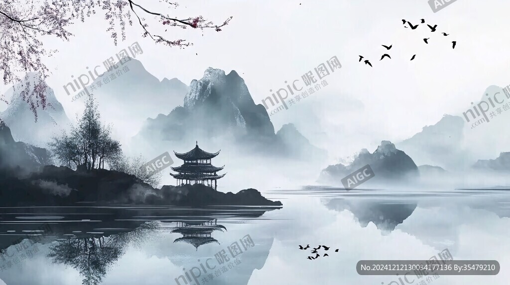 詩(shī)意古風(fēng)水墨山水