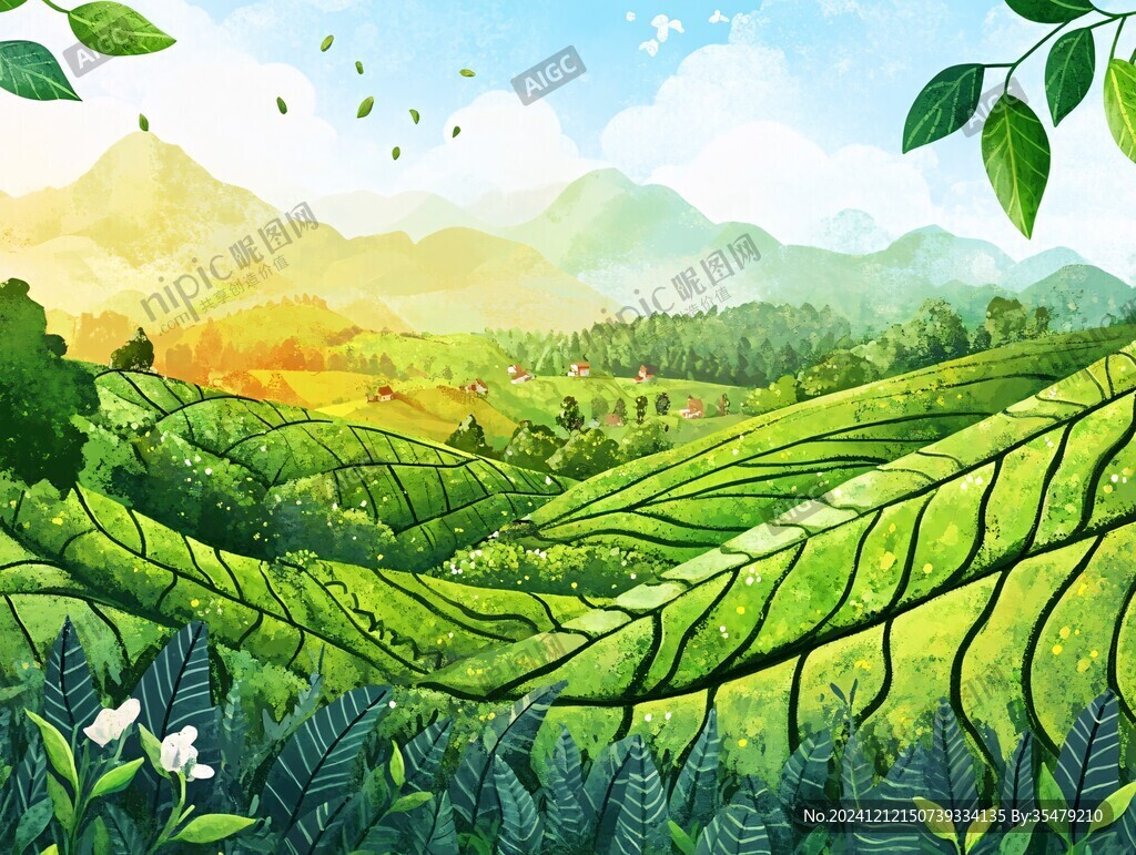 茶園插畫茶包裝插畫