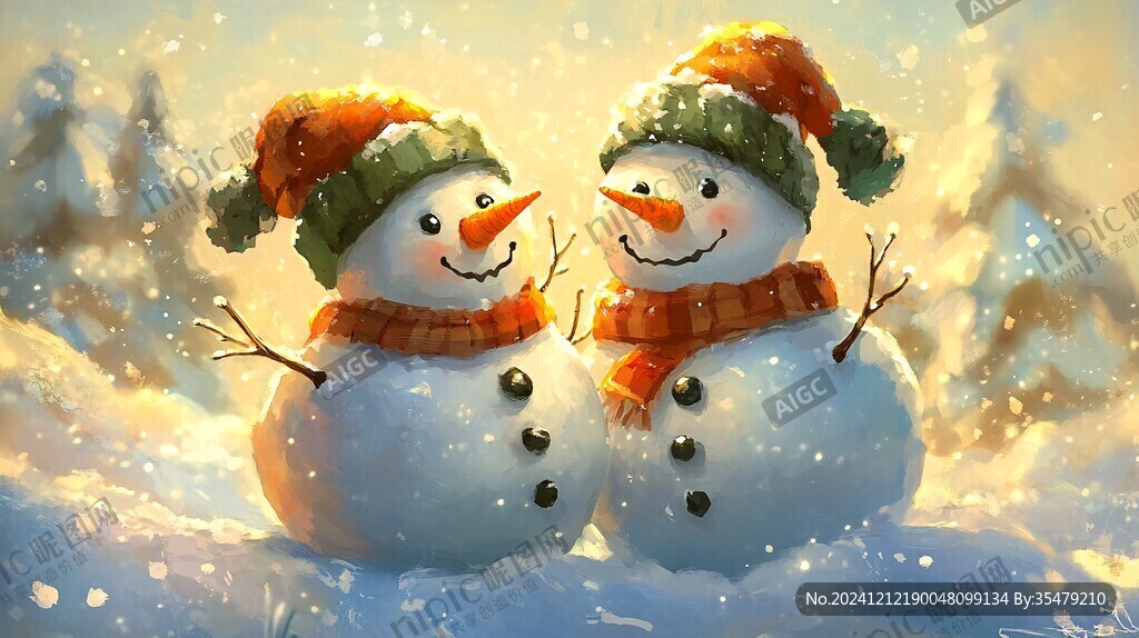 堆雪人素材