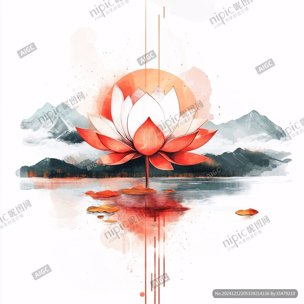 水墨意境蓮花荷花