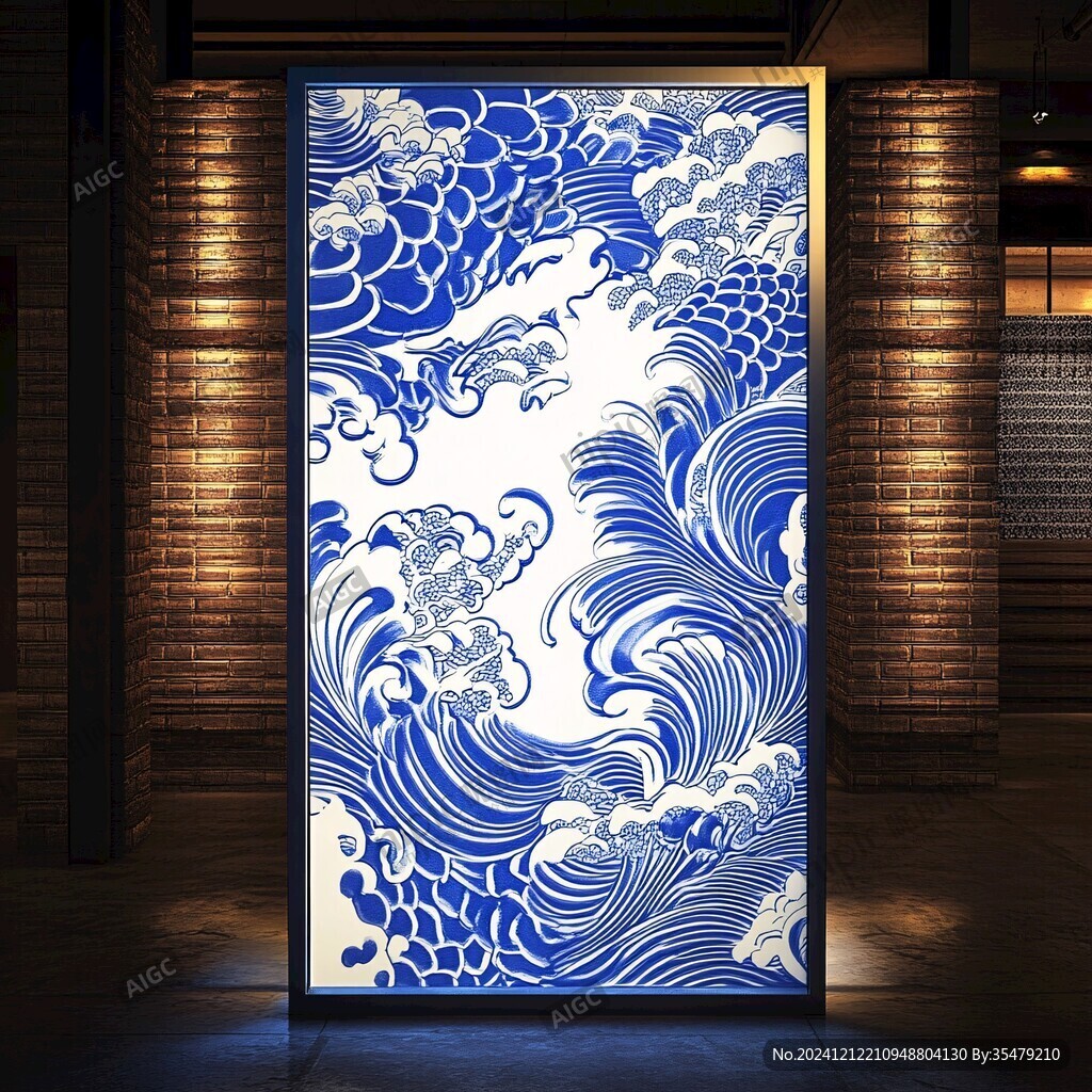 波濤海浪裝飾屏風(fēng)