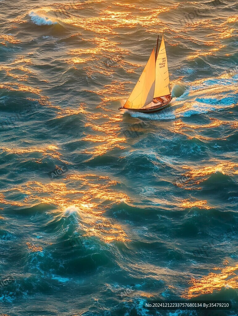 大海帆船波浪波濤洶涌