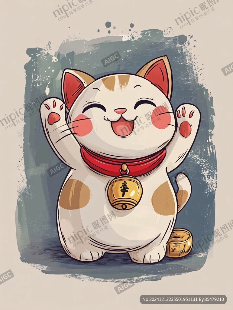 招財貓插畫