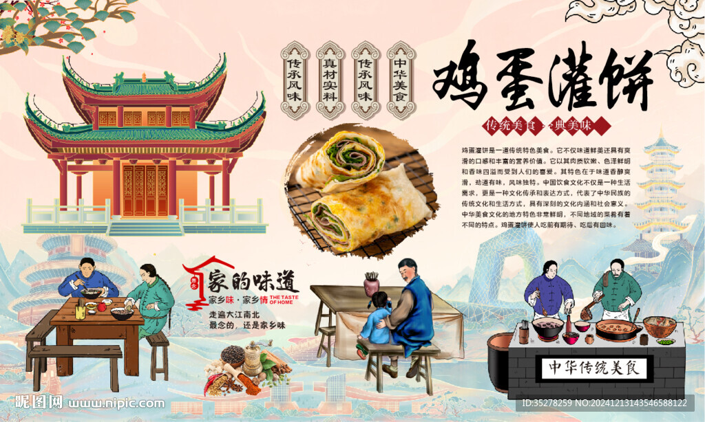 雞蛋灌餅背景