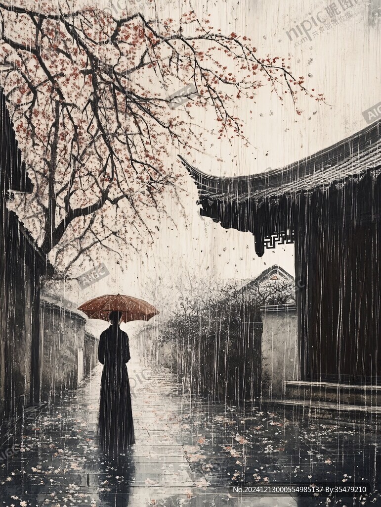 雨巷插畫