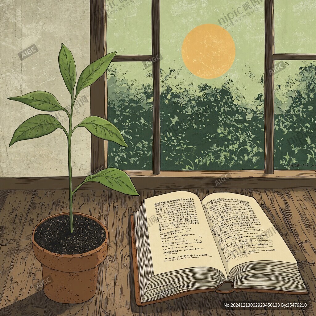 書本植物插畫