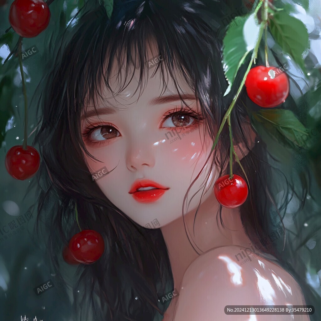 櫻桃女孩插畫