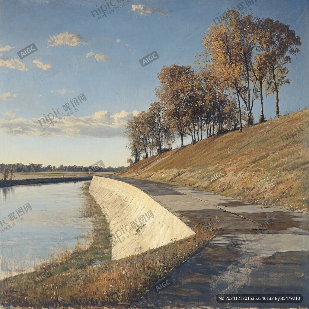 湖邊小路油畫