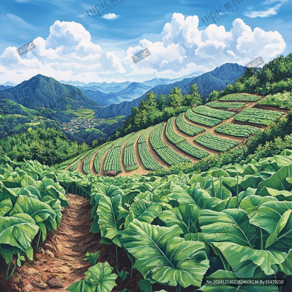 茶園風(fēng)光插畫
