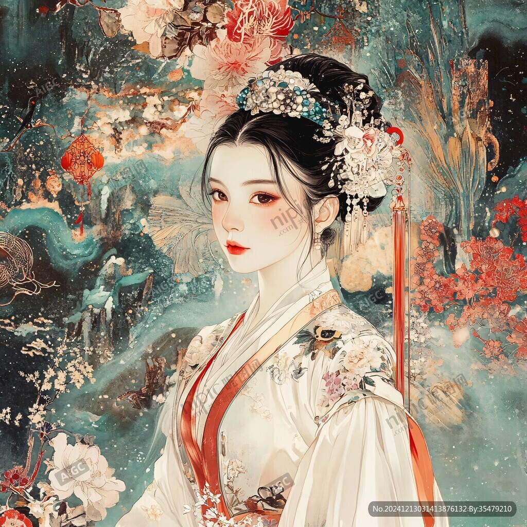 古風美女頭像插畫封面