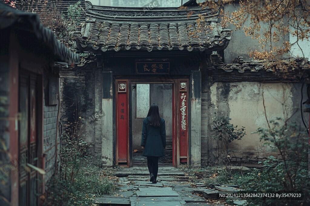 紅墻青磚門洞中的秋天
