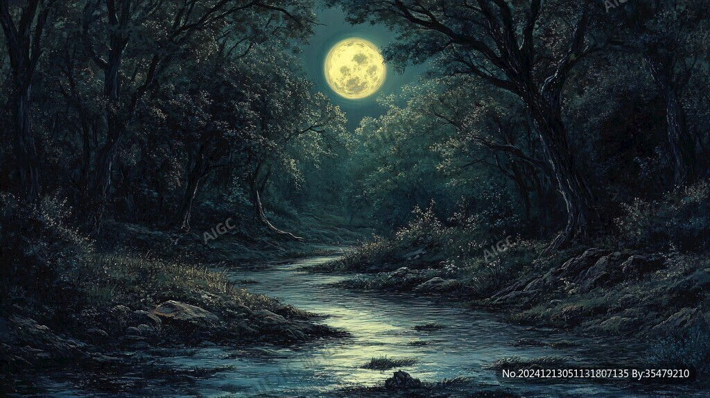 月夜油畫