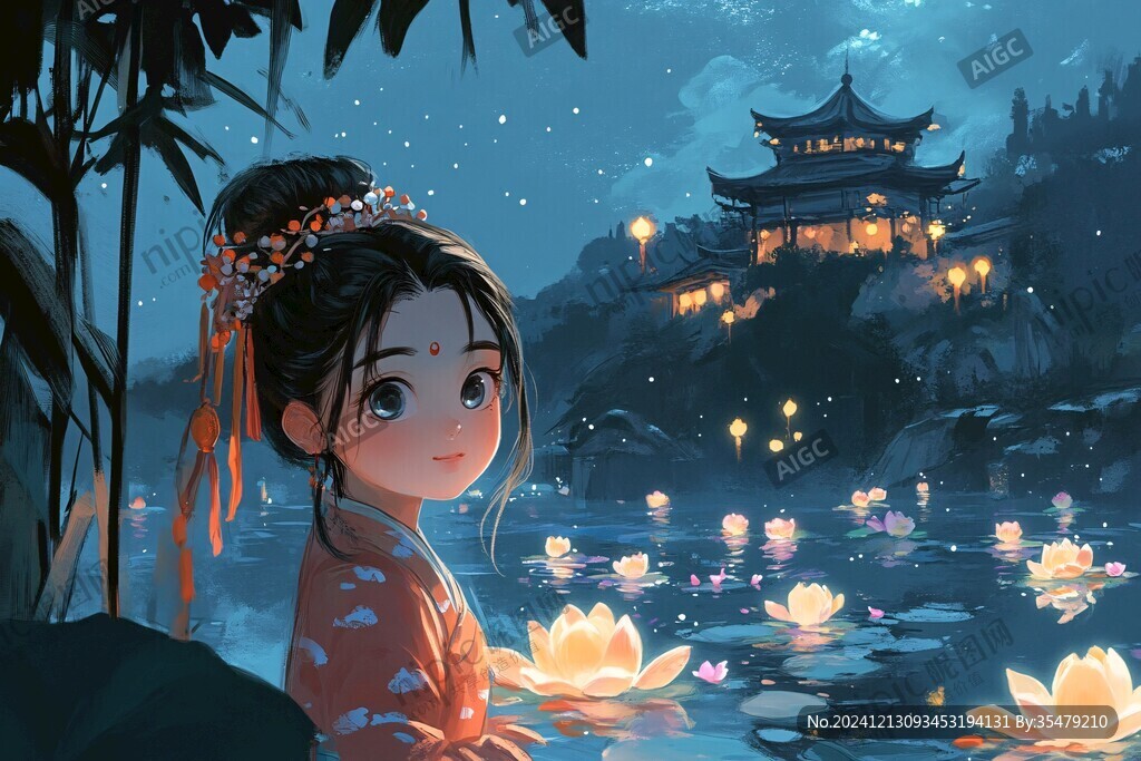 漢服女孩古風(fēng)插畫(huà)