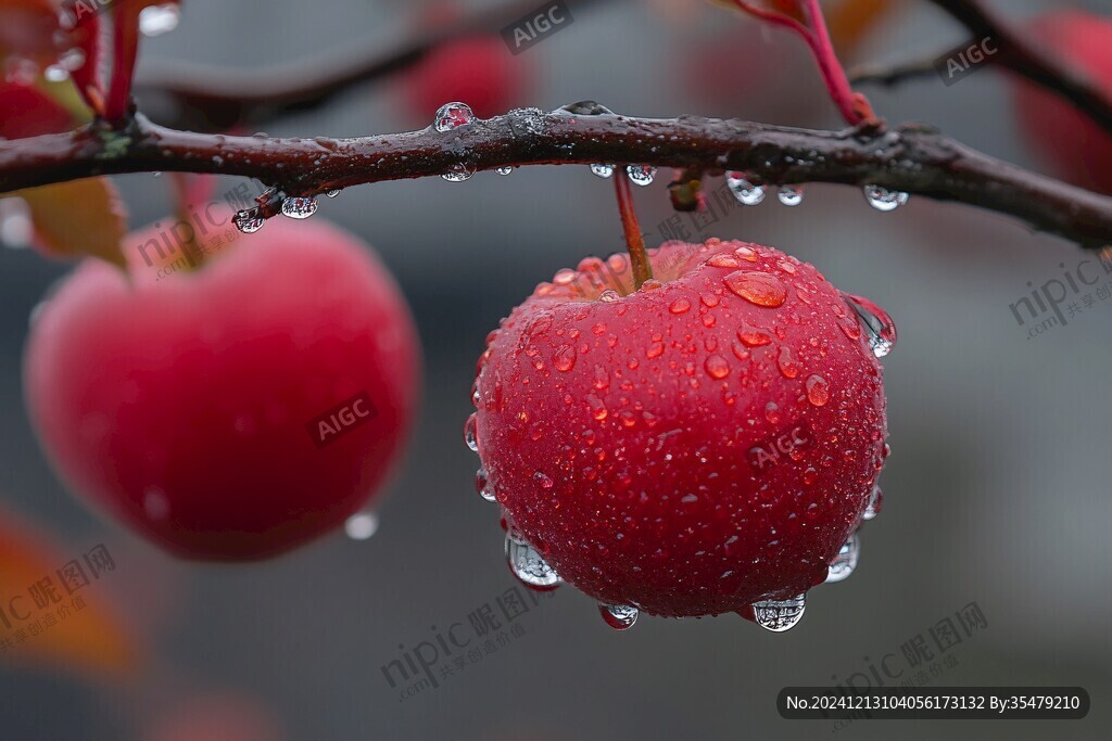 雨中紅果