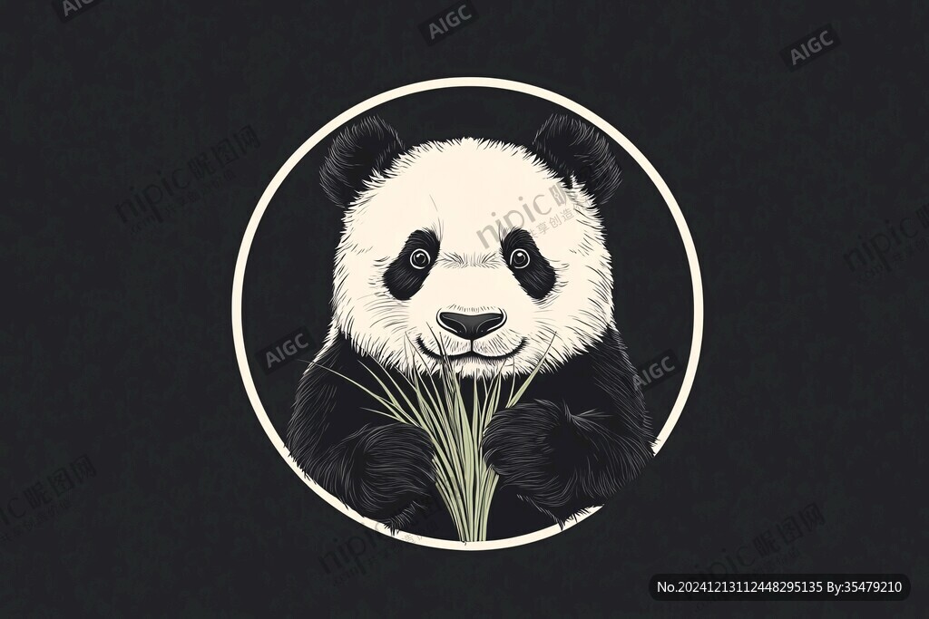 珍稀動物熊貓插畫
