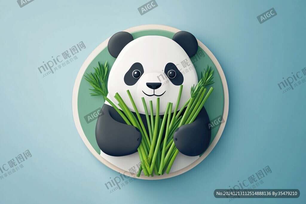 熊貓扁平插畫