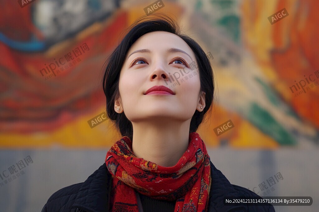 仰頭的人像