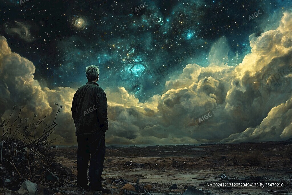 星辰大海男孩背影