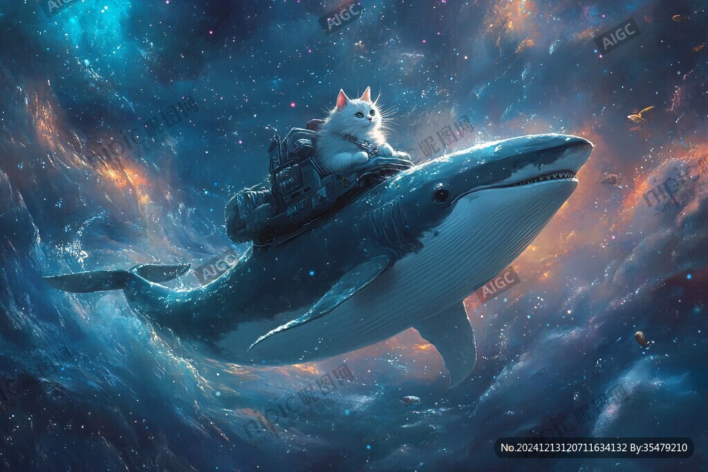 銀河星系手繪鯨魚兒