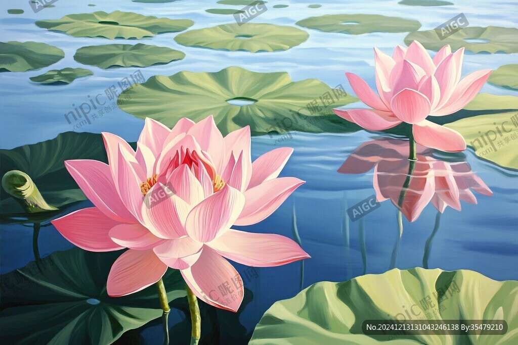 寫實畫蓮花睡蓮
