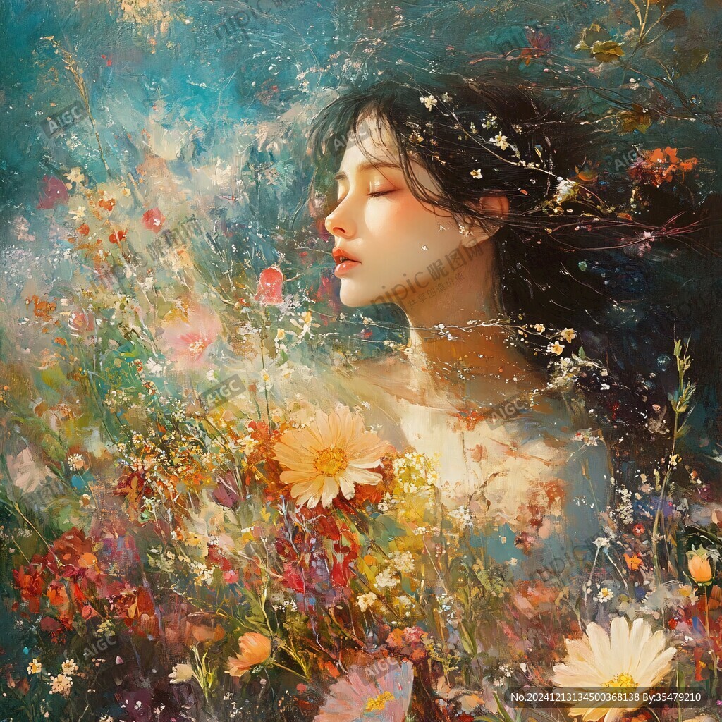 唯美少女與花系列