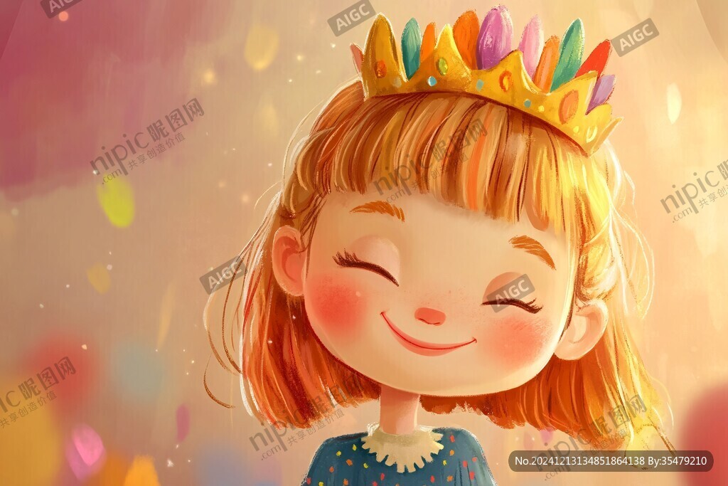 快樂(lè)的小女孩插畫(huà)