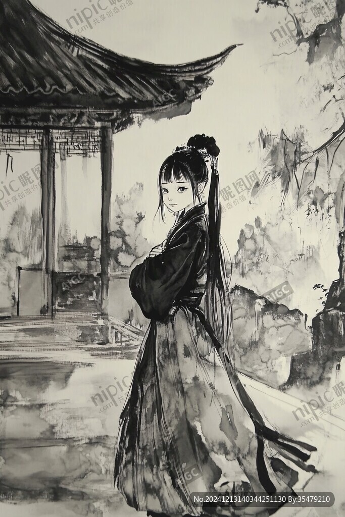 漢服女孩手繪