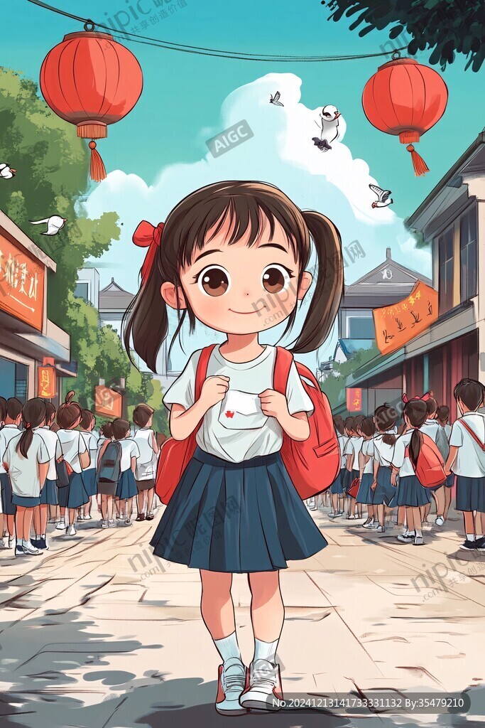馬路散步賞學(xué)插畫