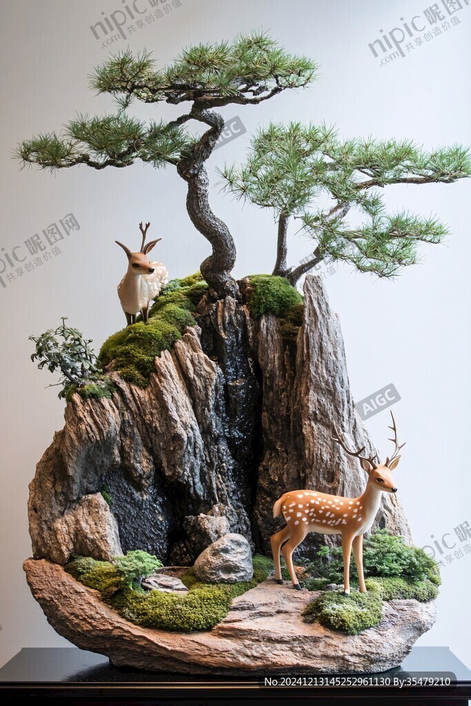 迎客松鹿