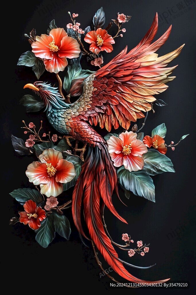 3d立體浮雕花卉花鳥