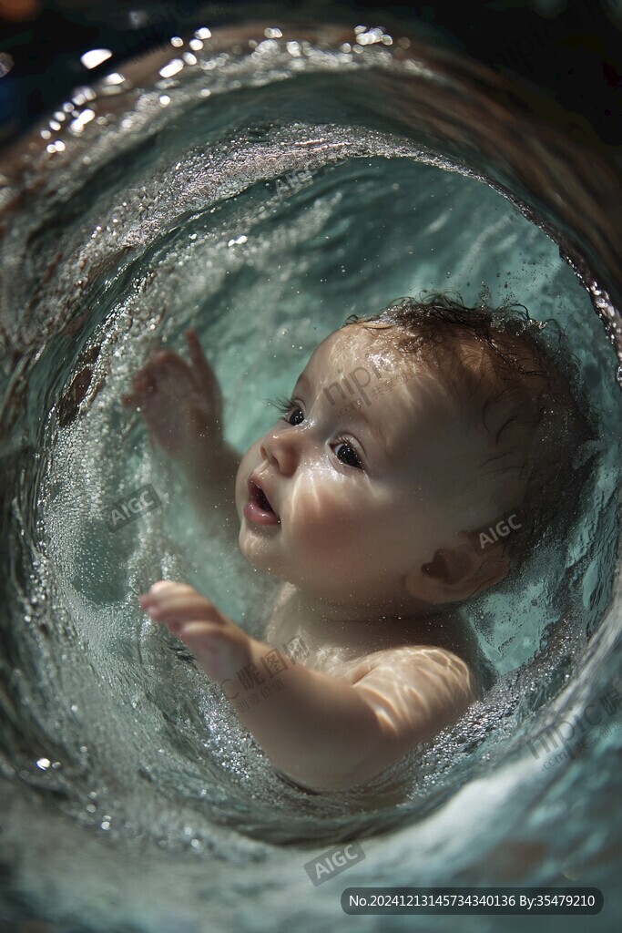 水中的嬰兒