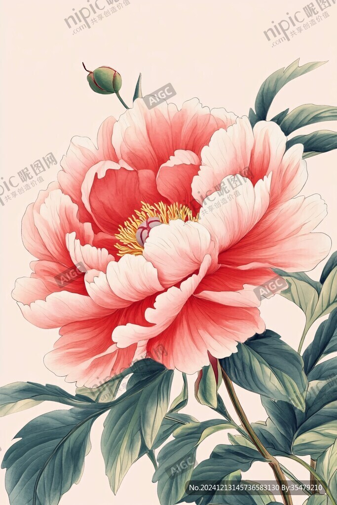 手繪工筆芍藥
