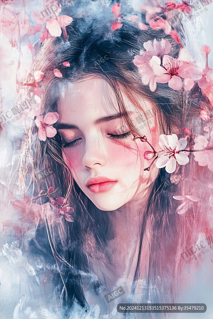 桃花美人插畫(huà)