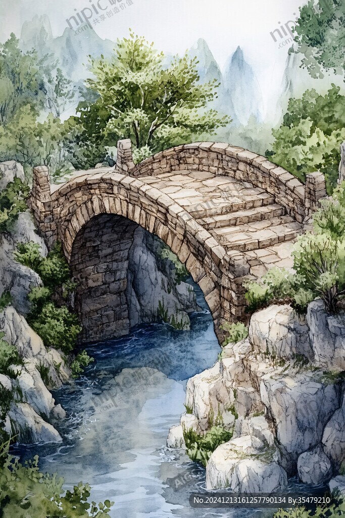 石橋風(fēng)景畫