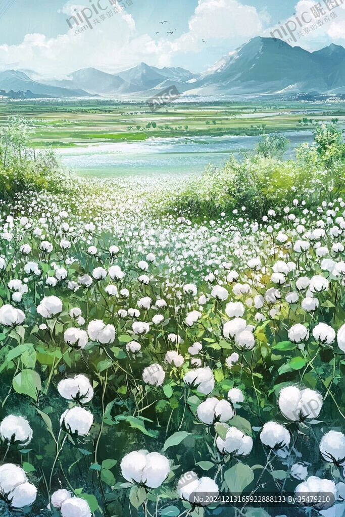 唯美白花背景河岸小花