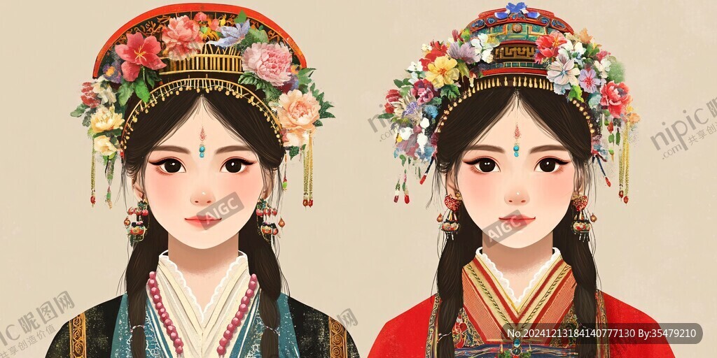 土家族美女插畫(huà)