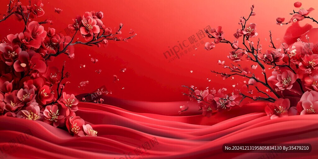 杏花紅底圖