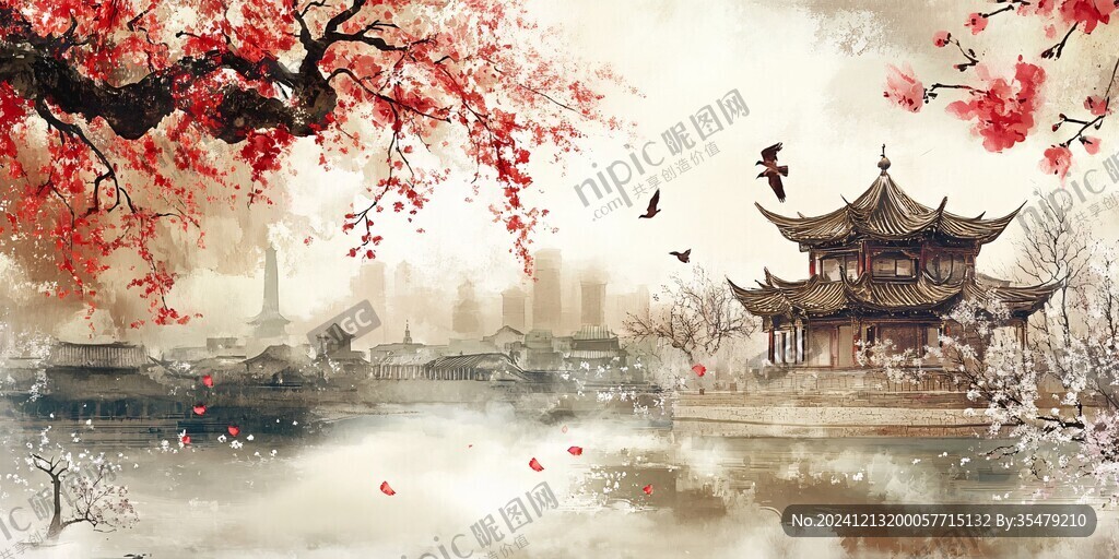 亭臺(tái)樓閣背景