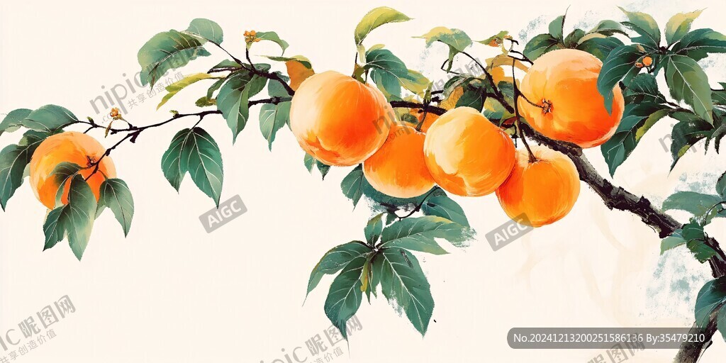 手繪黃桃壁紙
