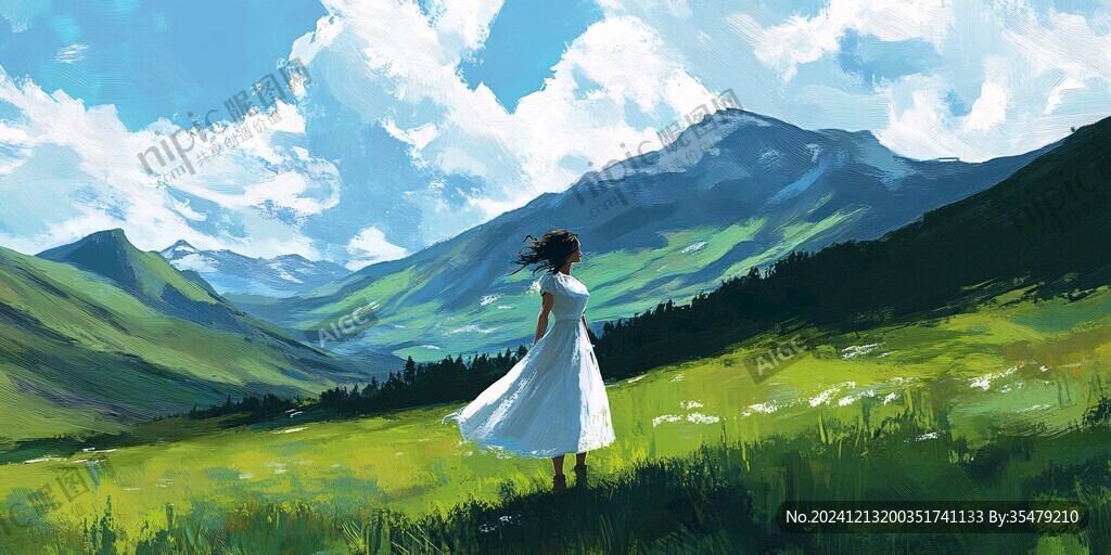 女孩風(fēng)景畫