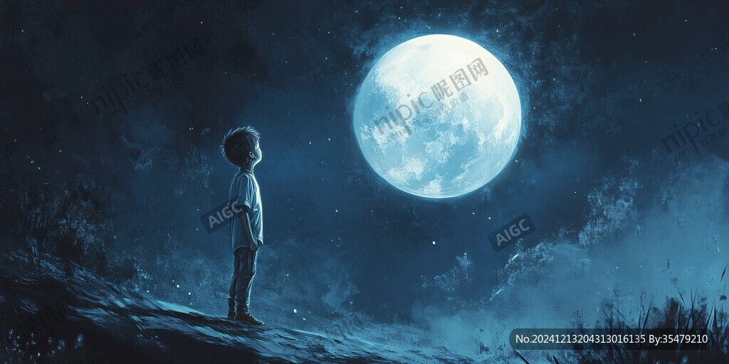 月光插畫月光下