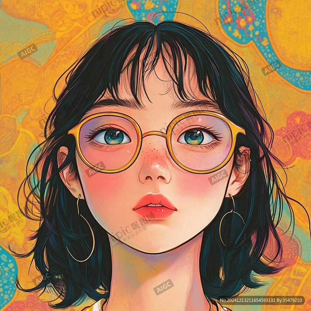 眼鏡女孩插畫