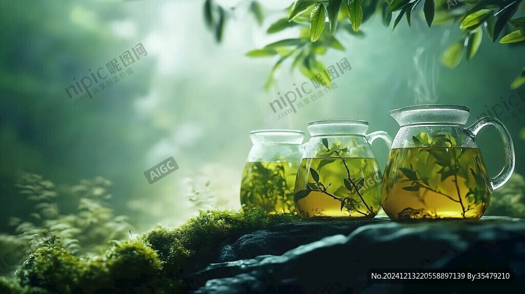 陽光照在兩杯茶上