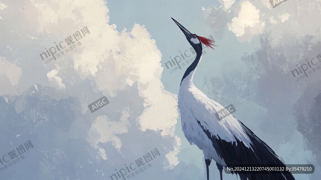 丹頂鶴插畫