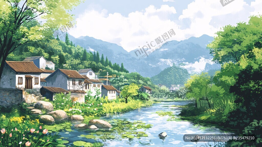 鄉村場景插畫