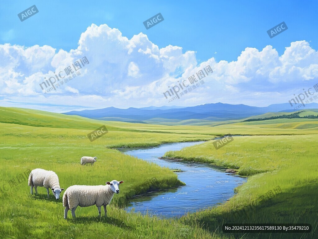 烏珠穆沁羊插畫