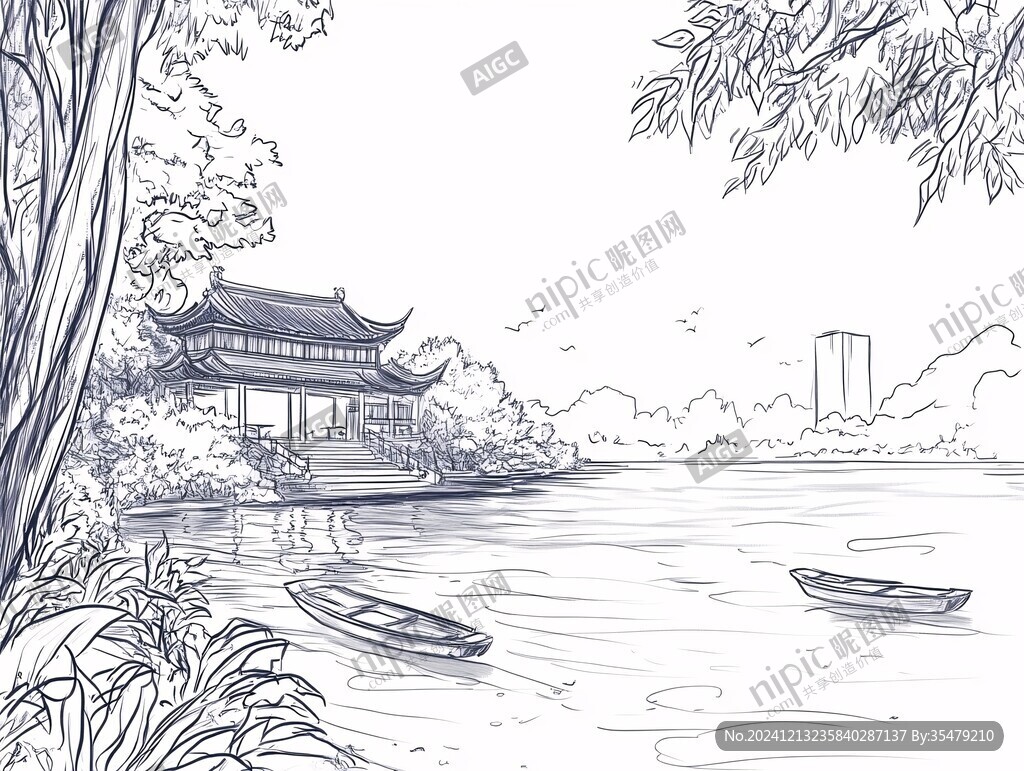 愛晚亭線稿