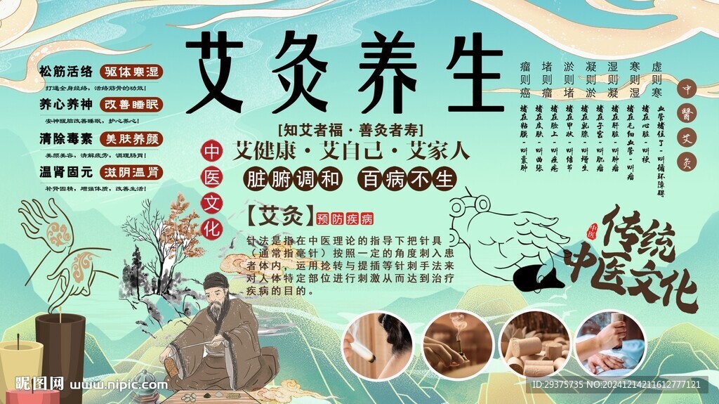 艾灸養(yǎng)生背景墻