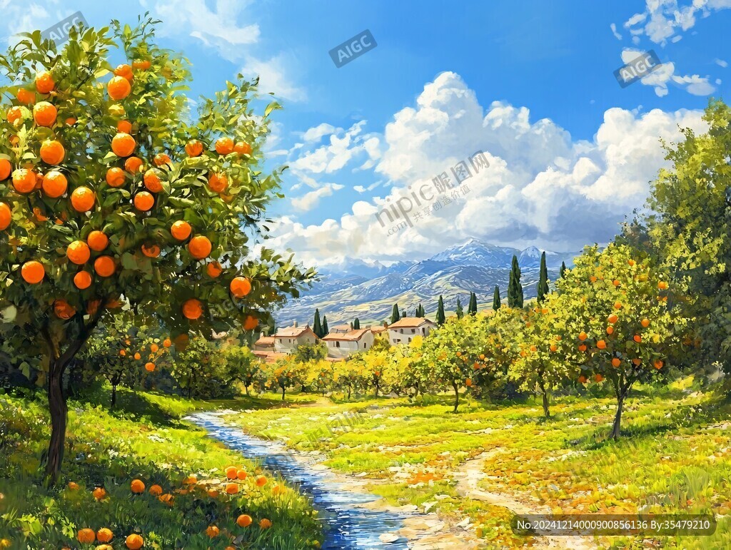 果園插畫田園風光