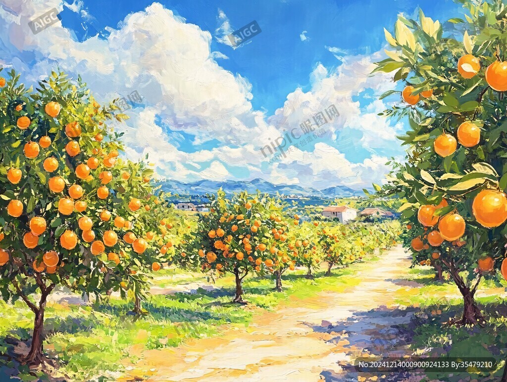 果園插畫田園風(fēng)光